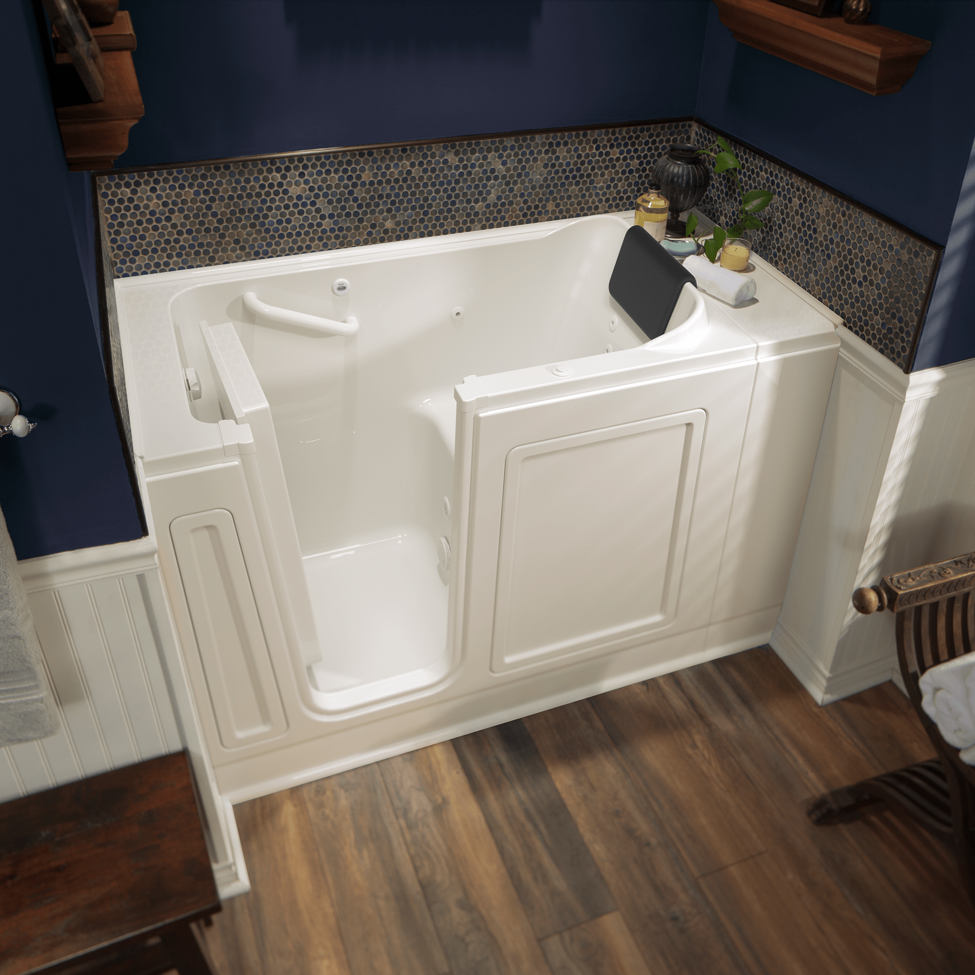 Acrylic Luxury Series 28 x 48 Inch Walk in Tub With Whirlpool System   Left Hand Drain WIB LINEN